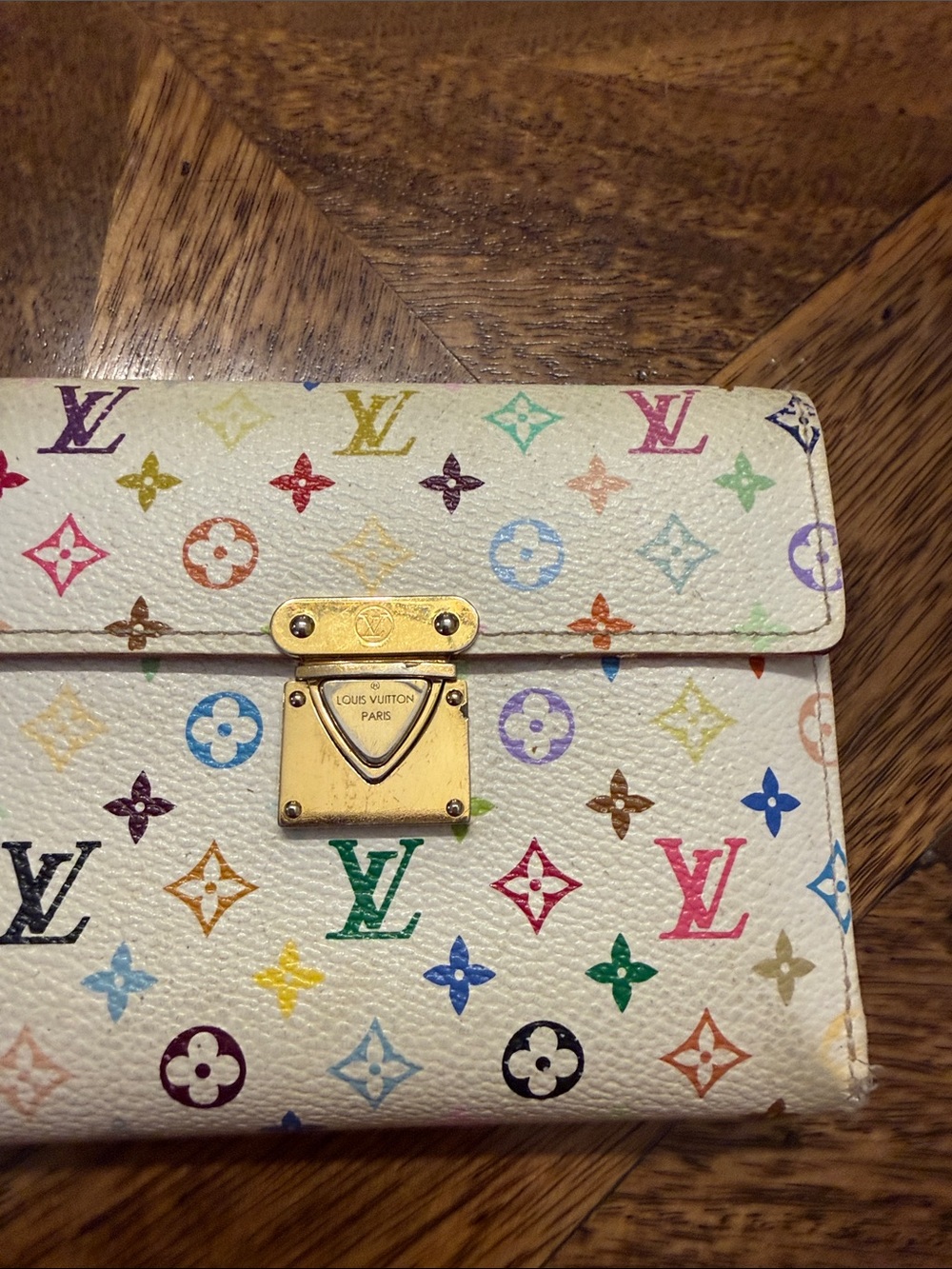 Louis Vuitton White Multicolor Monogram Compact Wallet with Gold Hardware - Picture 5 of 5